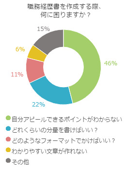 職務経歴書を作成する際、何に困りますか?のグラフ